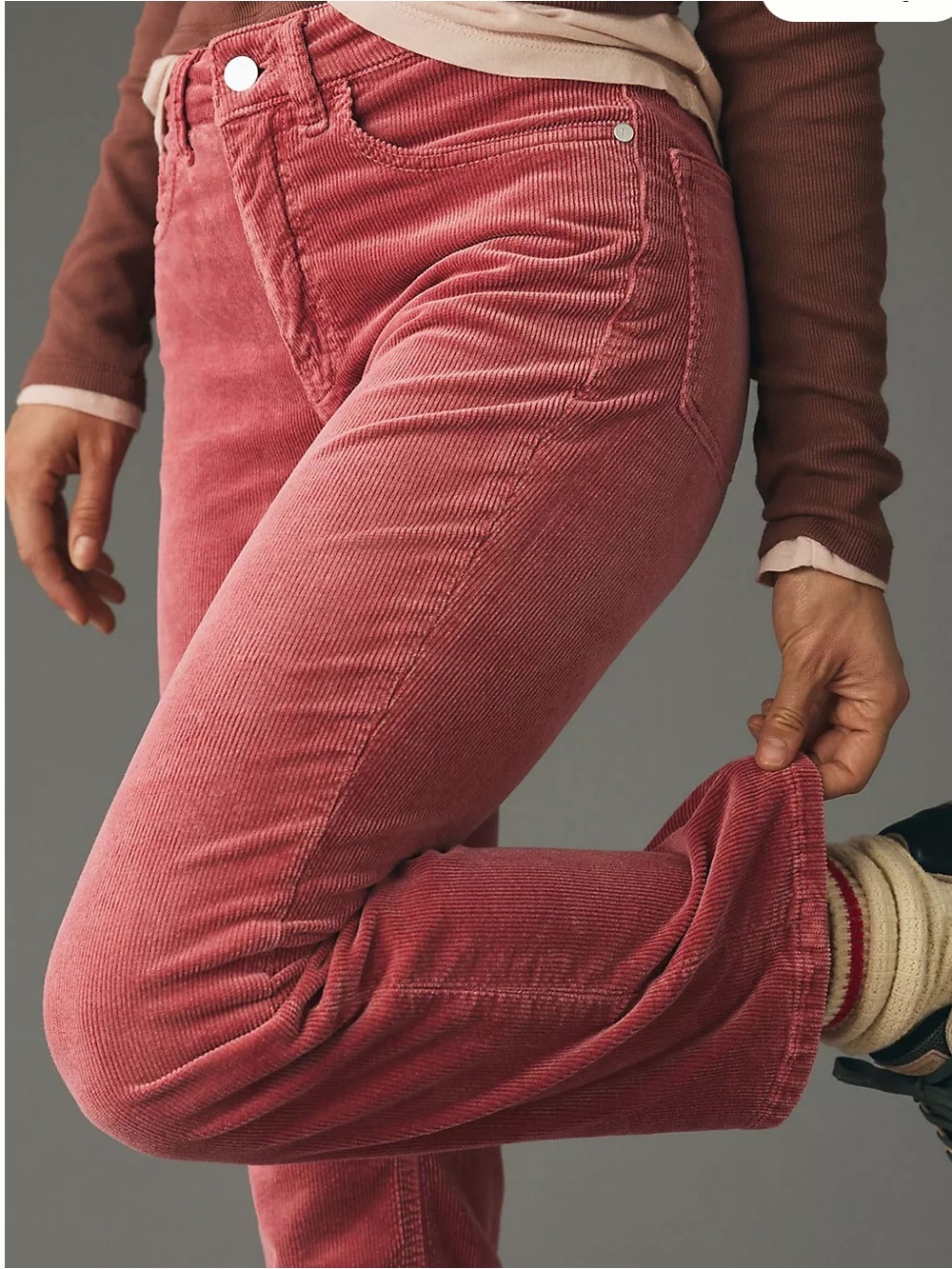 Pilcro The Yaya Mid Rise Corduroy Crop Flare Jeans - Picture 3 of 13